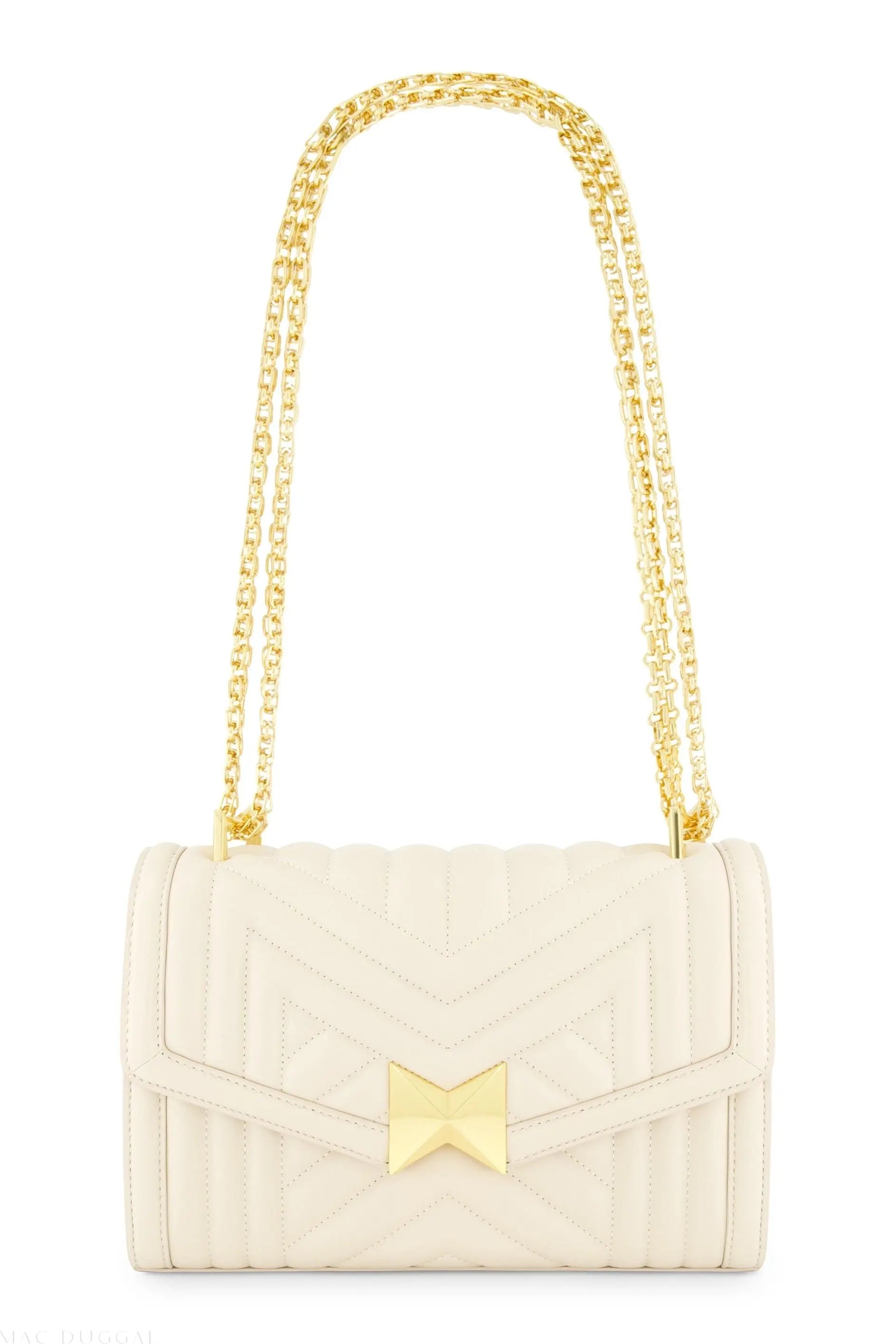 White Quilted Napa Leather Handbag With Gold Chain - FINAL SALE