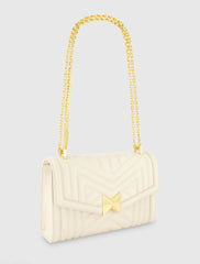 White Quilted Napa Leather Handbag With Gold Chain - FINAL SALE