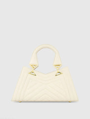 White Quilted Napa Leather Angular Handbag