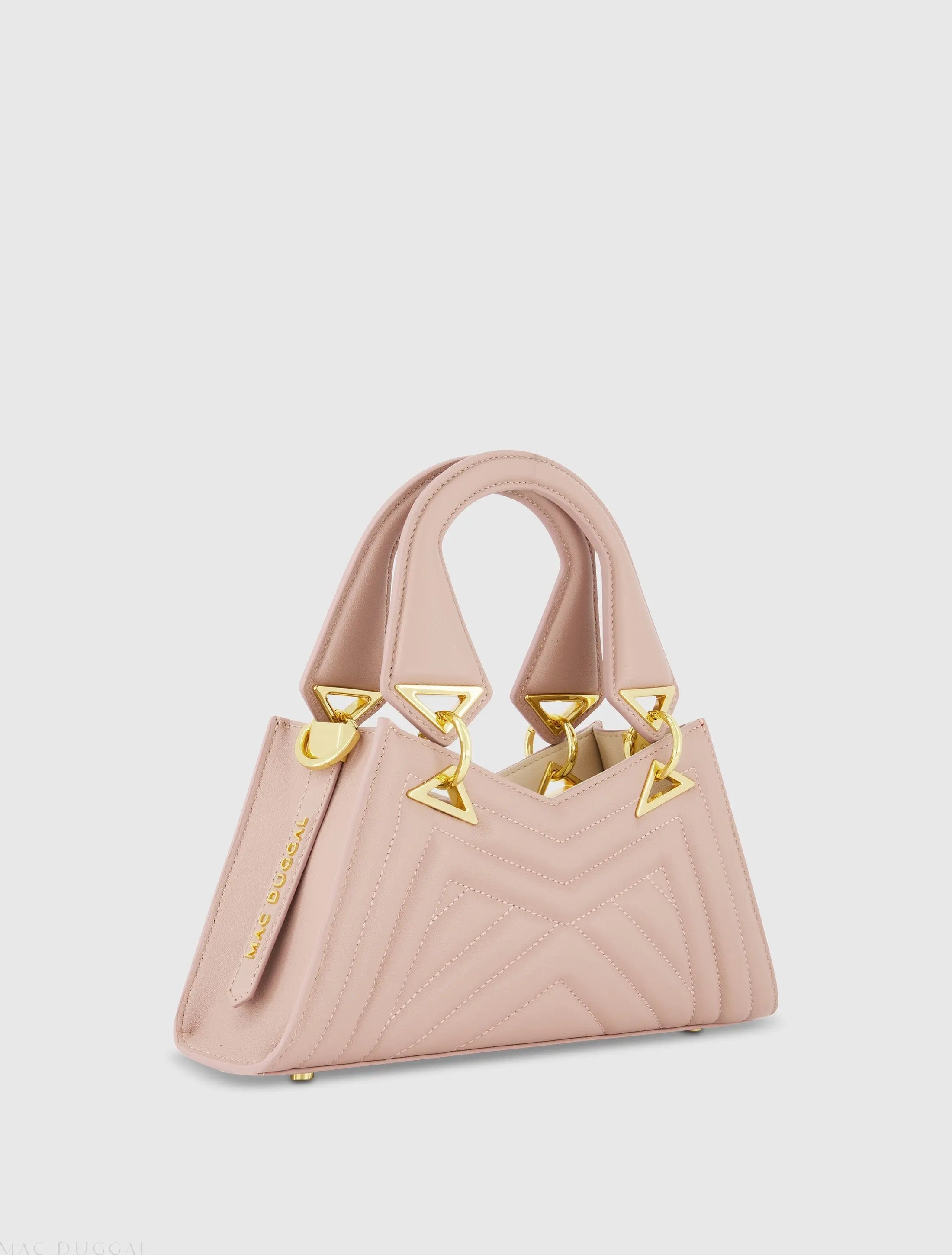 Pink Angular Quilted Napa Leather Handbag