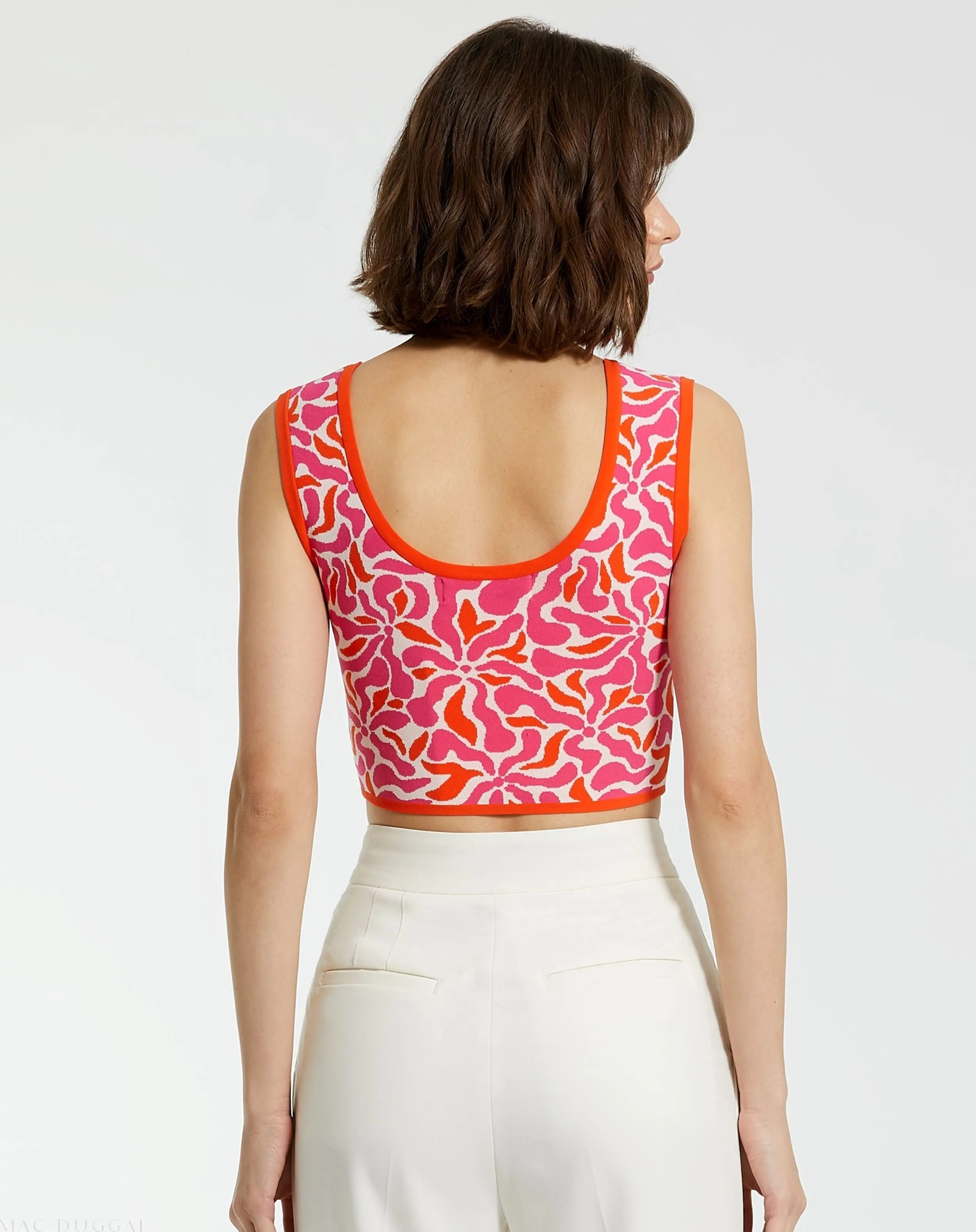 Multicolor Sleeveless Floral Knit Cropped Tank Top - FINAL SALE