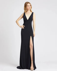 Sleeveless V Neck Jersey Gown