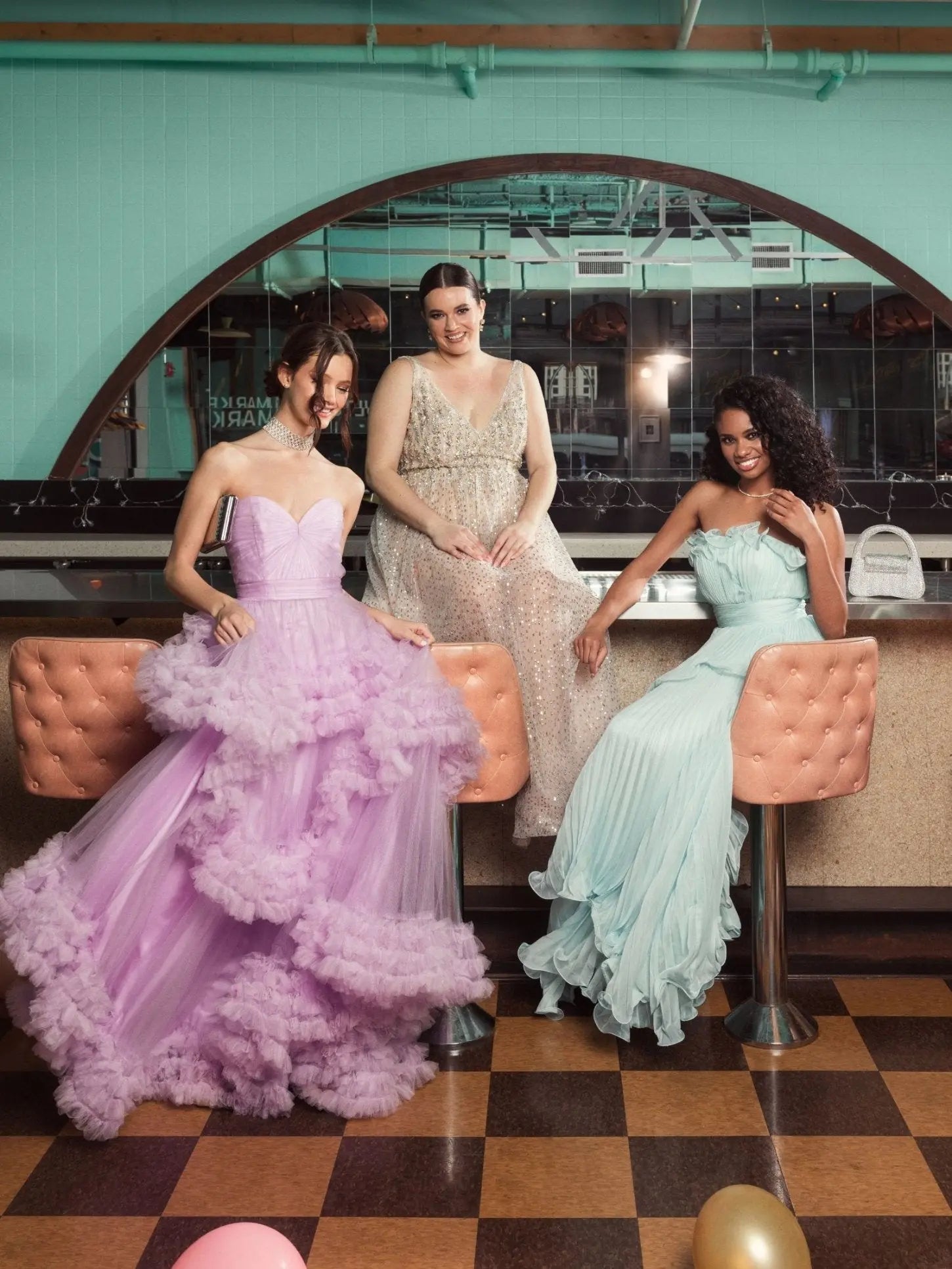 Purple Strapless Ruffle Tulle Tiered Gown