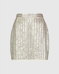 Silver Sequin Embellished Mini Skirt - FINAL SALE