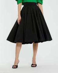 The Bubbly Black Faille High Waisted Midi Full Circle Skirt