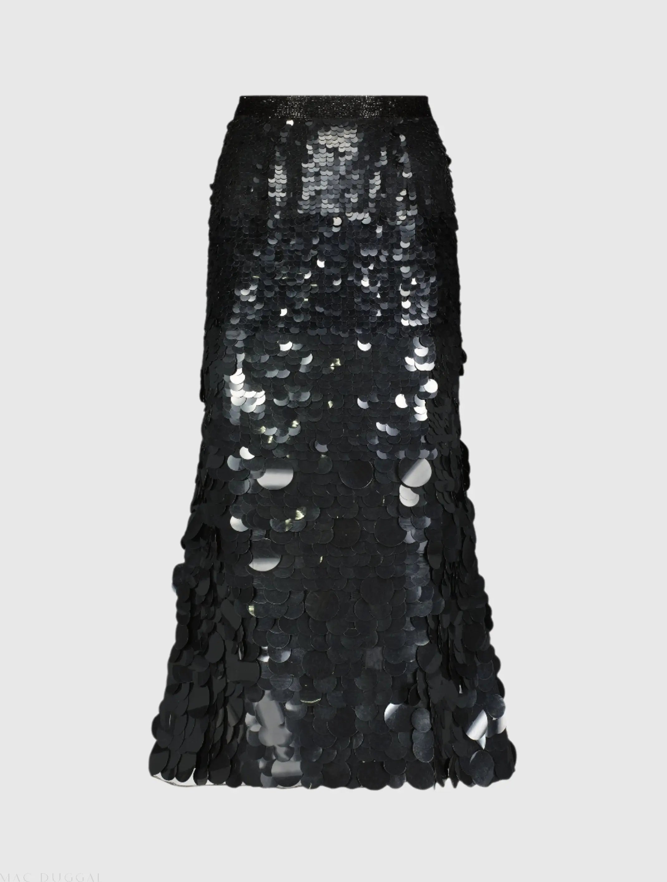 Black Paillette Sequin Midi Skirt