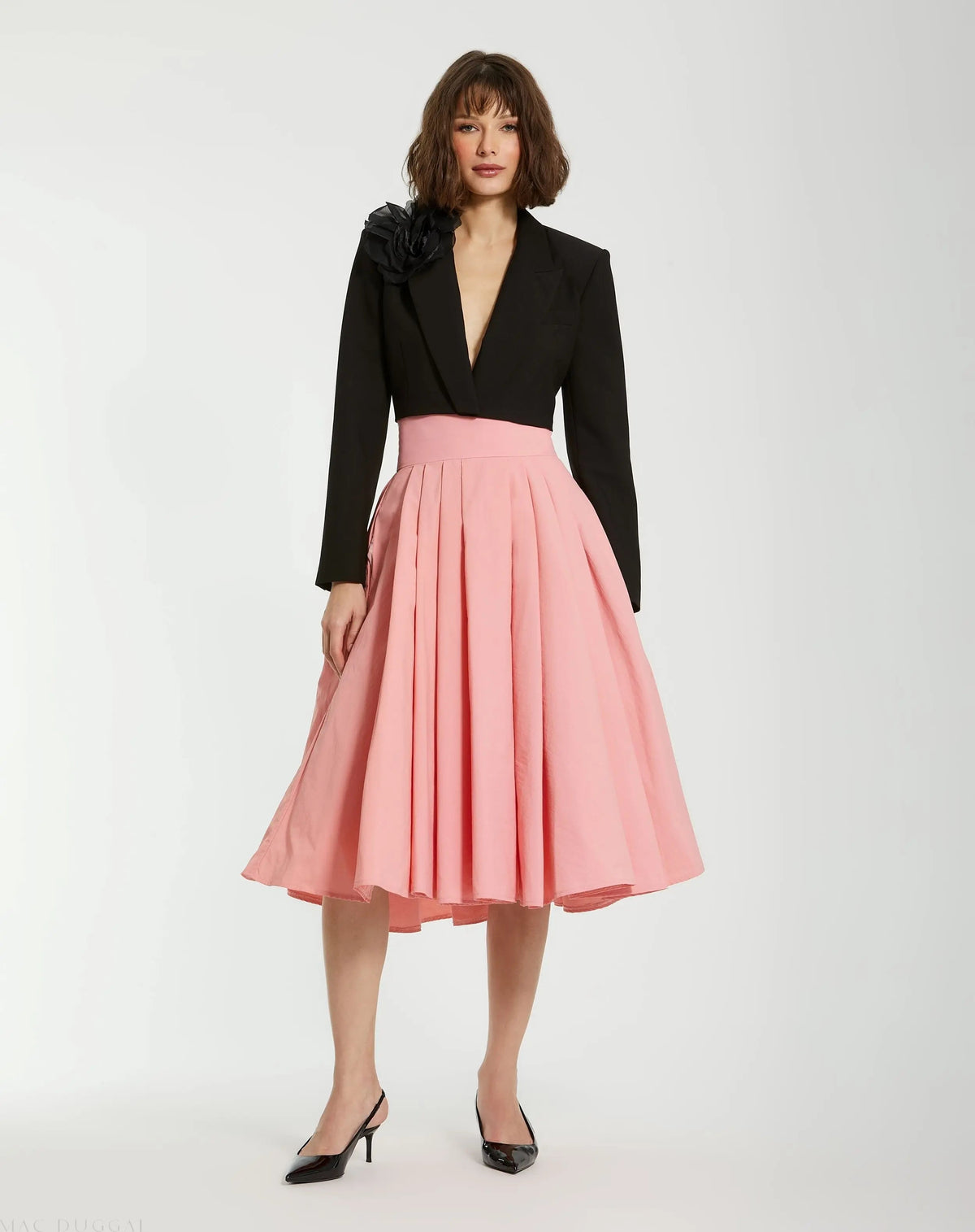 The Bubbly Pink Faille High Waisted Midi Full Circle Skirt - FINAL SALE