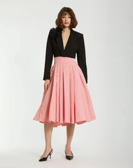 The Bubbly Pink Faille High Waisted Midi Full Circle Skirt - FINAL SALE