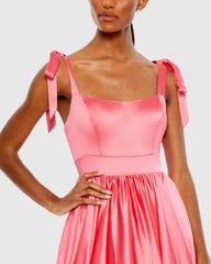 Pink Tie Shoulder Sweetheart Ballgown