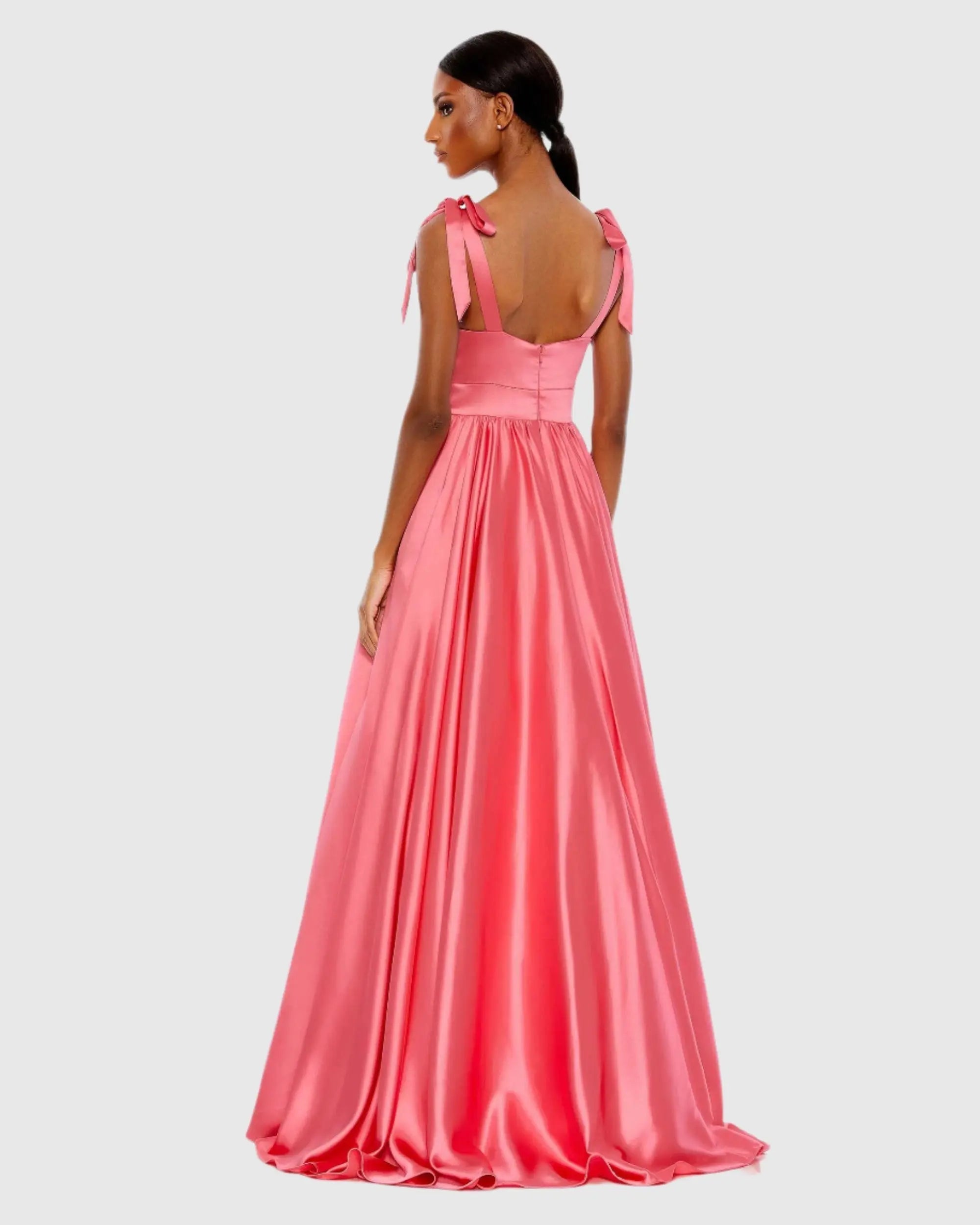 Pink Tie Shoulder Sweetheart Ballgown